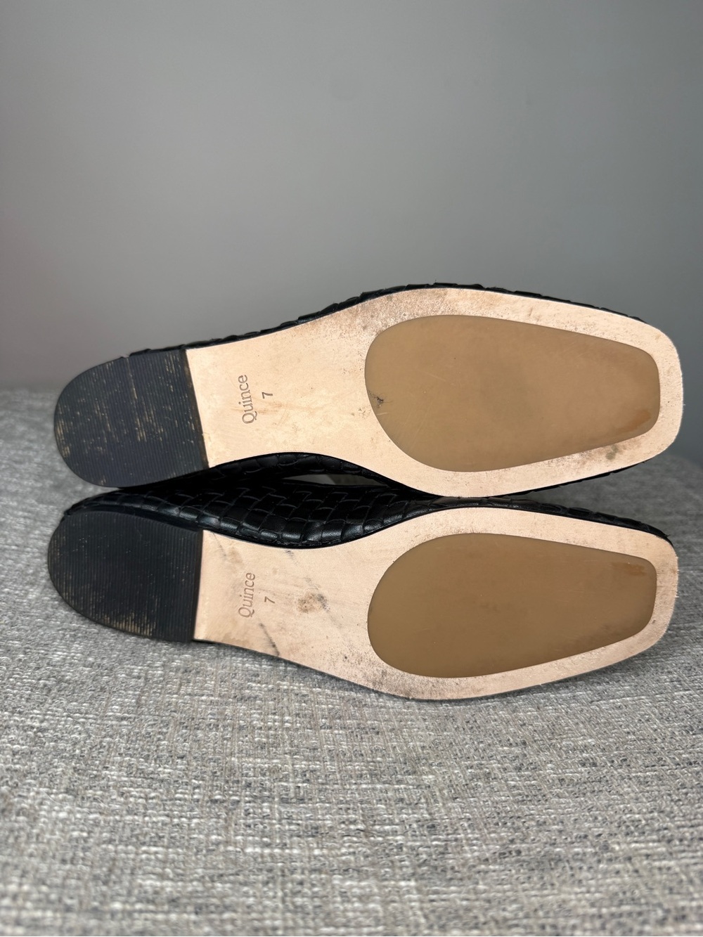 Quince Italian Leather Handwoven Square Toe Ballet Flat black 7 - Picture 7 of 11